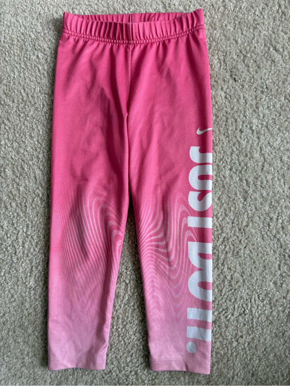 Nike Pink Ombre Girls' Athletic Leggings with White Logo
